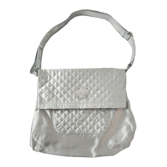 HSN/Serious Skincare Bags Y2k Vintage Silver Purse Shiny Quilted